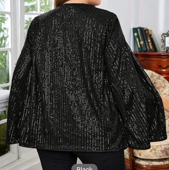 Shein SXY Plus Cloak Sleeve Sequin Coat - Picture 2 of 3